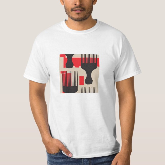 Camiseta Selección roja del Afro del peine del pelo negro (Anverso)