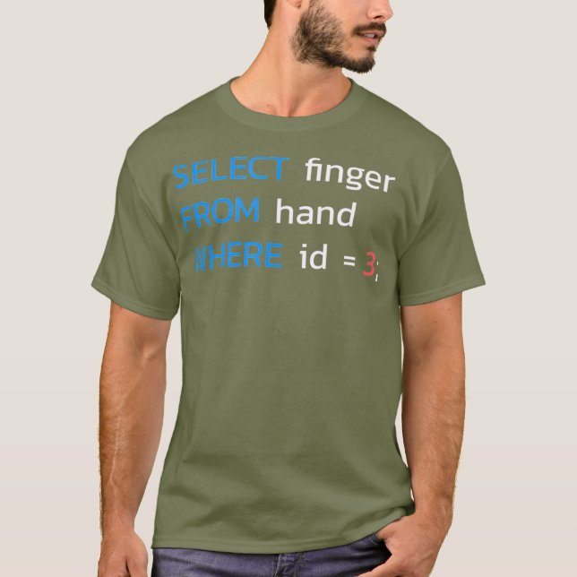 Camiseta SELECCIONAR el dedo DESDE la mano WHERE id 3 SQL (Anverso)