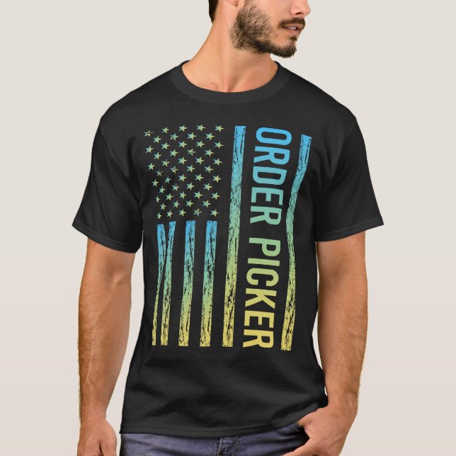 Camiseta Selector de pedidos azul amarillo (Anverso)