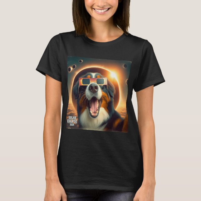 Camiseta Selfie Bernese Mountain Dog Mens Solar Eclipse (Anverso)