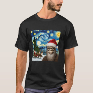 Camiseta Selfie Bigfoot Santa s Sleigh Xmas Van Gogh Starry