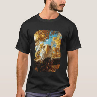 Camiseta Selfie de águila linda hojas de otoño bosque otoño