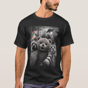 Camiseta Selfie de animal lindo con unicornio y ovnis de ma