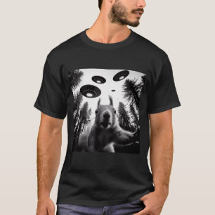 Camiseta Selfie de ardilla con ovni alienígena divertido pa