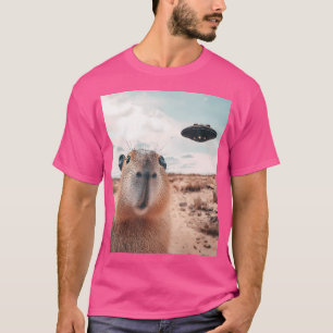Camiseta Selfie De Capibara Con Gráfica Graciosa De Ufos