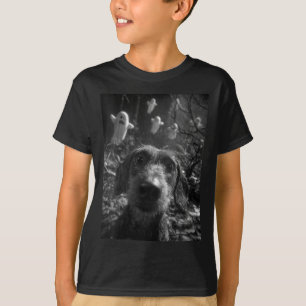 Camiseta Selfie de Dachshund Femenino con Fantasmas en el B