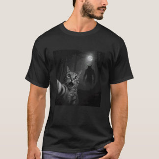 Camiseta Selfie de gato asustado divertido de Halloween hom