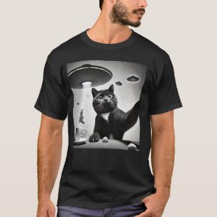 Camiseta Selfie de gato asustado sorprendido Ovni Selfie de