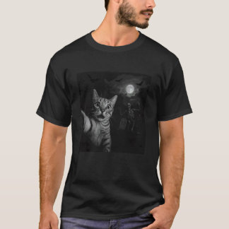 Camiseta Selfie de gato asustado y sorprendido divertido de
