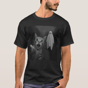Camiseta Selfie de gato asustado y sorprendido divertido de