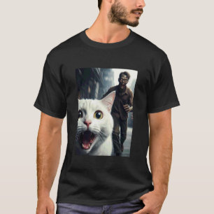 Camiseta Selfie de gato blanco con dueño de mascota diverti