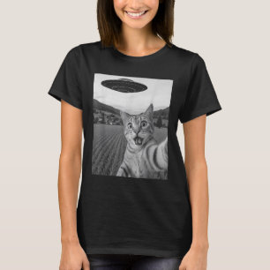 Camiseta Selfie de gato con Alien Ufo Funny Cat Funny Alien