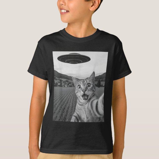 Camiseta Selfie de gato con Alien Ufo Funny Cat Funny Alien (Anverso)