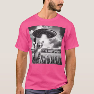 Camiseta Selfie De Gato Con Alien Ufo Gato Gracioso
