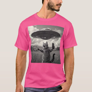 Camiseta Selfie De Gato Con Alien Ufo Gato Gracioso