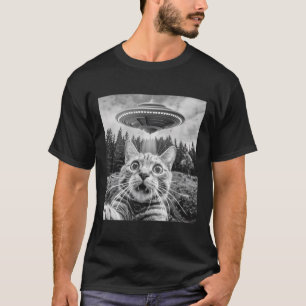 Camiseta Selfie De Gato Con Alien Ufo Gracioso Gato Para Ho