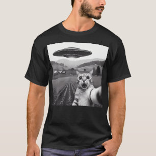 Camiseta Selfie De Gato Con Alien Ufo Graciosos Regalos De 