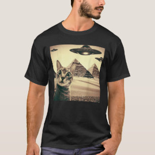Camiseta Selfie De Gato Con Alien UFO Graciosos Regalos De 