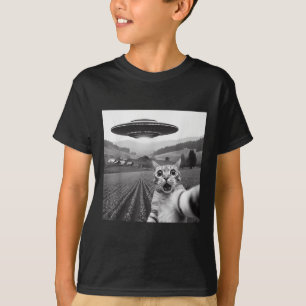 Camiseta Selfie De Gato Con Alien Ufo Graciosos Regalos De
