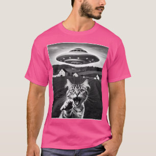 Camiseta Selfie De Gato Con Alien Ufo Graciosos Regalos De