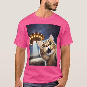 Camiseta Selfie De Gato Con Alien Ufo Graciosos Regalos De