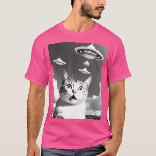 Camiseta Selfie De Gato Con Alien Ufo Spaceship Funny Cat L