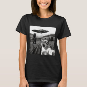Camiseta Selfie de gato con alienígena ovni divertido gato