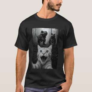 Camiseta Selfie de gato con dinosaurio T-Rex Gatos divertid