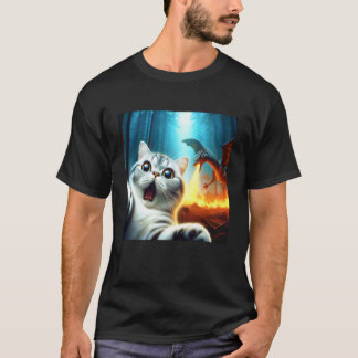 Camiseta Selfie de gato con dragón sorprendido Exotic Short