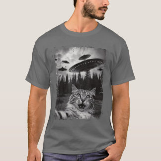 Camiseta Selfie De Gato Con Gráfica De Gato Graciosa De Ufo