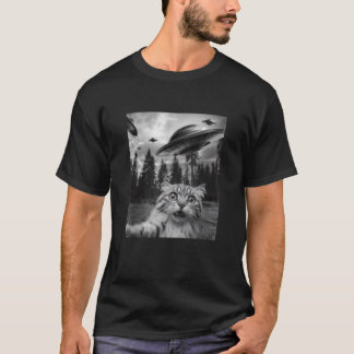 Camiseta Selfie De Gato Con Halloween Cosmico De Ufos