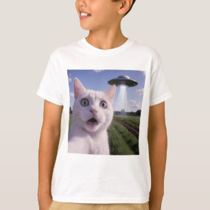 Camiseta Selfie de gato con ovni alienígena