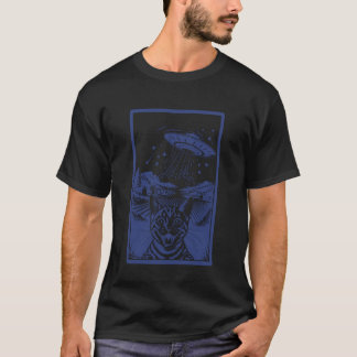 Camiseta Selfie de gato con ovni alienígena para amantes de