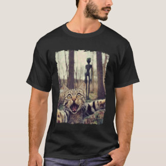 Camiseta Selfie de gato con ovni alienígena Regalos diverti
