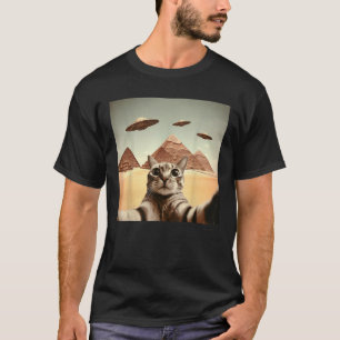 Camiseta Selfie de gato con ovni alienígena regalos diverti