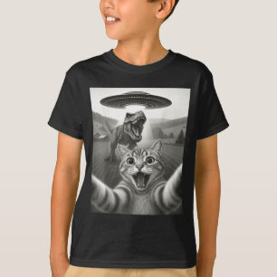 Camiseta Selfie de gato con ovni alienígena y divertido din