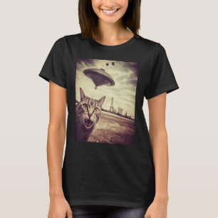 Camiseta Selfie de gato con OVNIs Alien OVNIs Extraterrestr