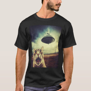 Camiseta Selfie de gato con ovnis alienígena extraterrestre