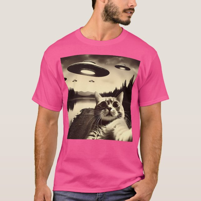 Camiseta Selfie De Gato Con Ufo (Anverso)