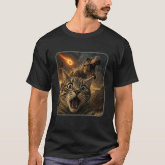 Camiseta Selfie de gato con un T-Rex meme divertido de dino