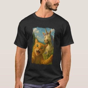 Camiseta Selfie de gato con unicornio divertido fantasía ma
