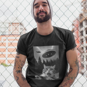 Camiseta Selfie de gato divertida con drones de OVNI
