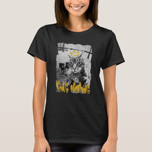 Camiseta Selfie de gato divertida con rottweiler, perro gra (Anverso)