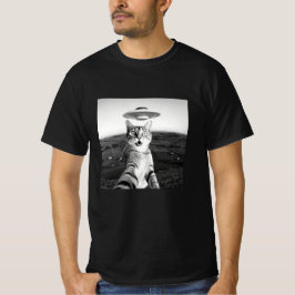 Camiseta Selfie de gato divertido con OVNI alieno