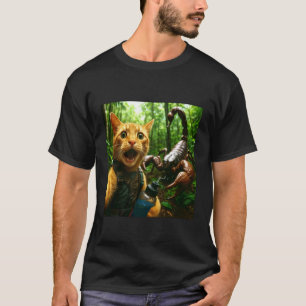 Camiseta Selfie de gato haciendo senderismo con escorpión g