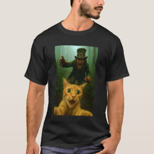Camiseta Selfie de gato huyendo del duende Día de San Patri