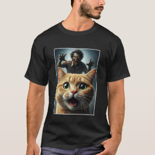Camiseta Selfie de gato naranja con dueño de mascota divert