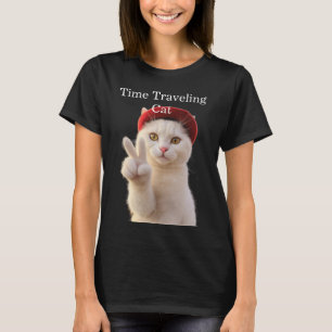 Camiseta Selfie de gato parisino viajero en el tiempo