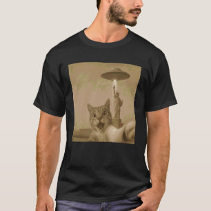 Camiseta Selfie de gato sorprendido con ovnis mujeres alien