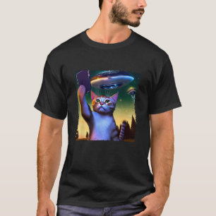 Camiseta Selfie De Gato Ufo Volador